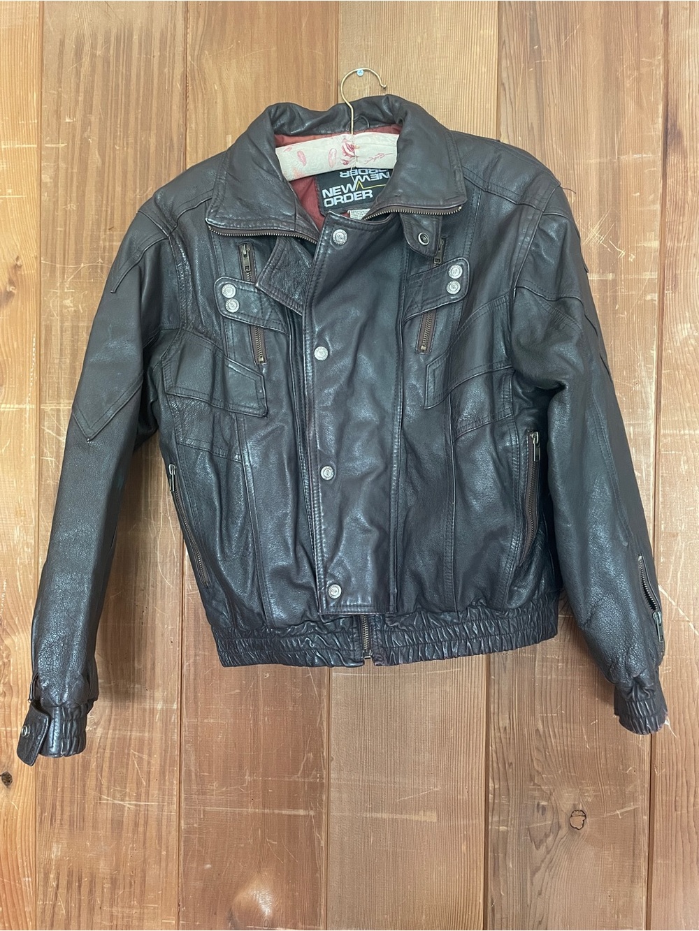 Brown Leather Bomber Jacket